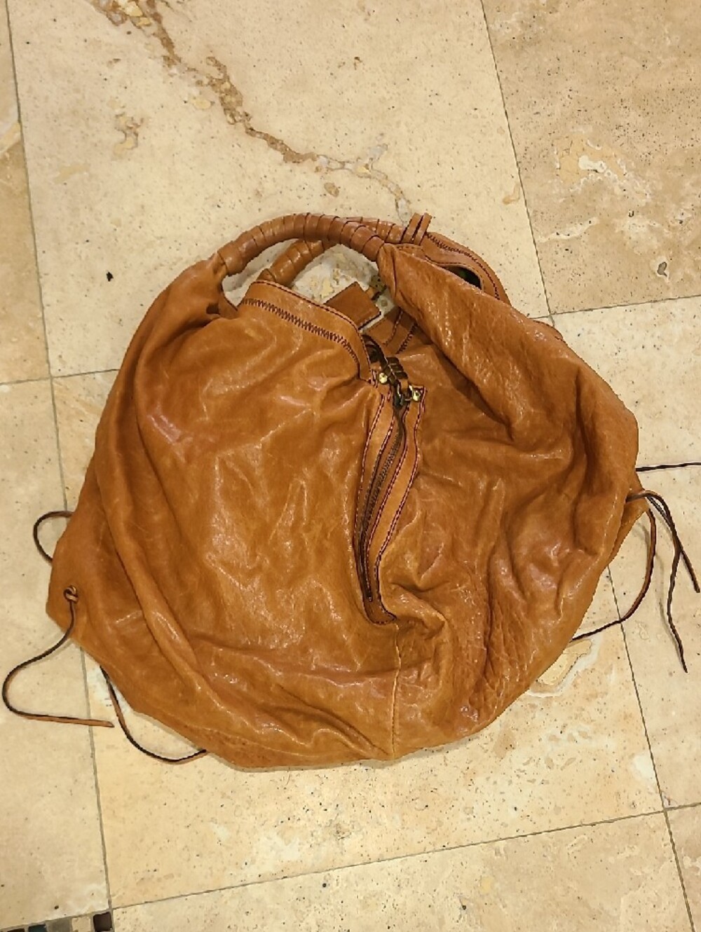 orYANY Cognac Leather Braided-Handle Hobo - Picture 7 of 12